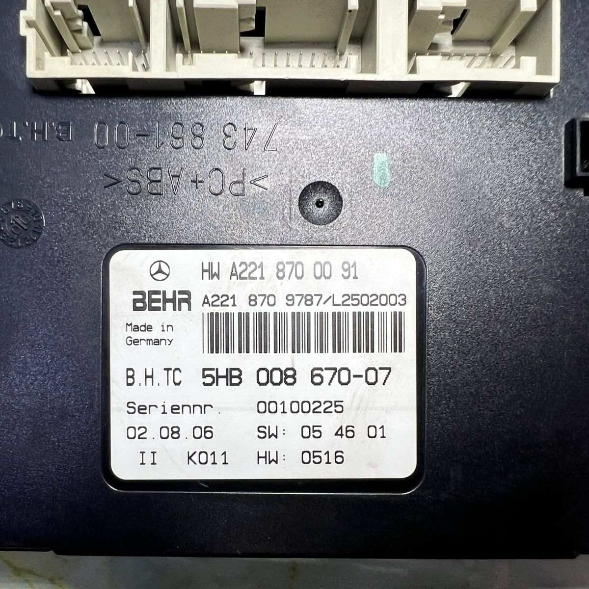 2007-2009 Mercedes S600 Climate Control Unit A2218700091 S-Class W221 CL-Class