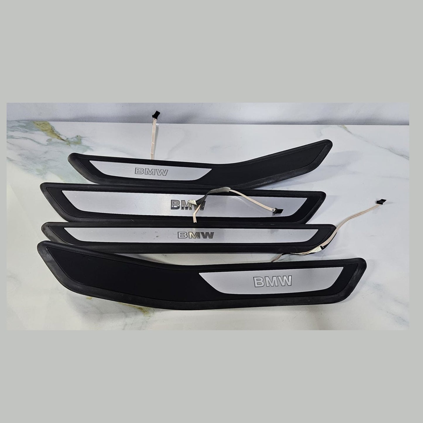 OEM BMW F01 F02 Front Rear Door illuminated Sill Plate Kick door step trim Set