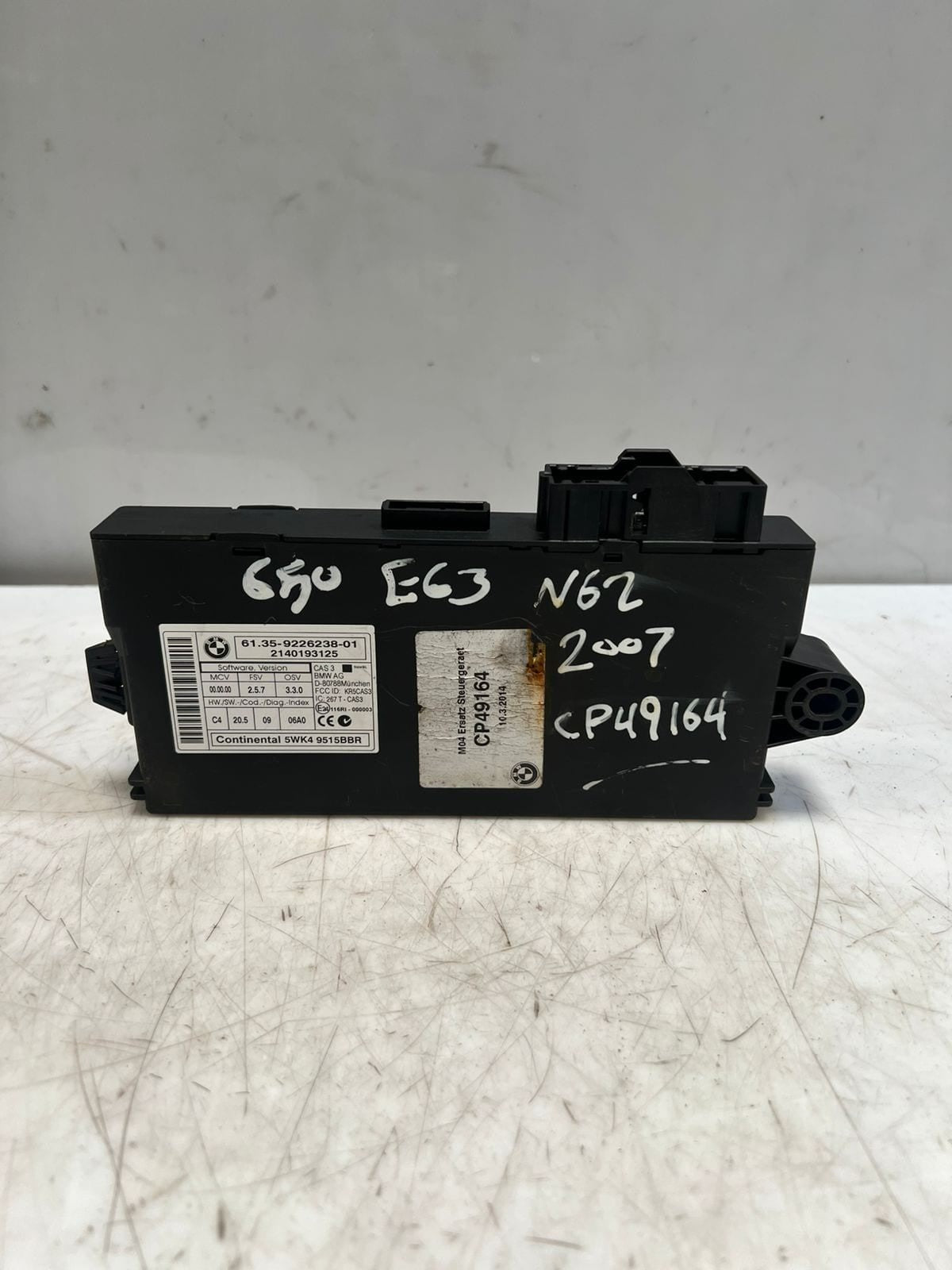 2007 BMW E63 N62 650I 128i Cas3 C4 Control Access System Module 9226238 OEM