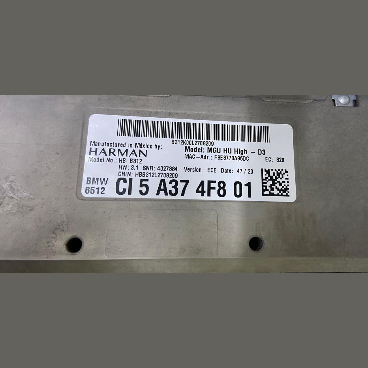 OEM BMW 3 G20 Radio Navigation Multimedia Head Unit 5A374F8 MGUF Harman 5A374F8