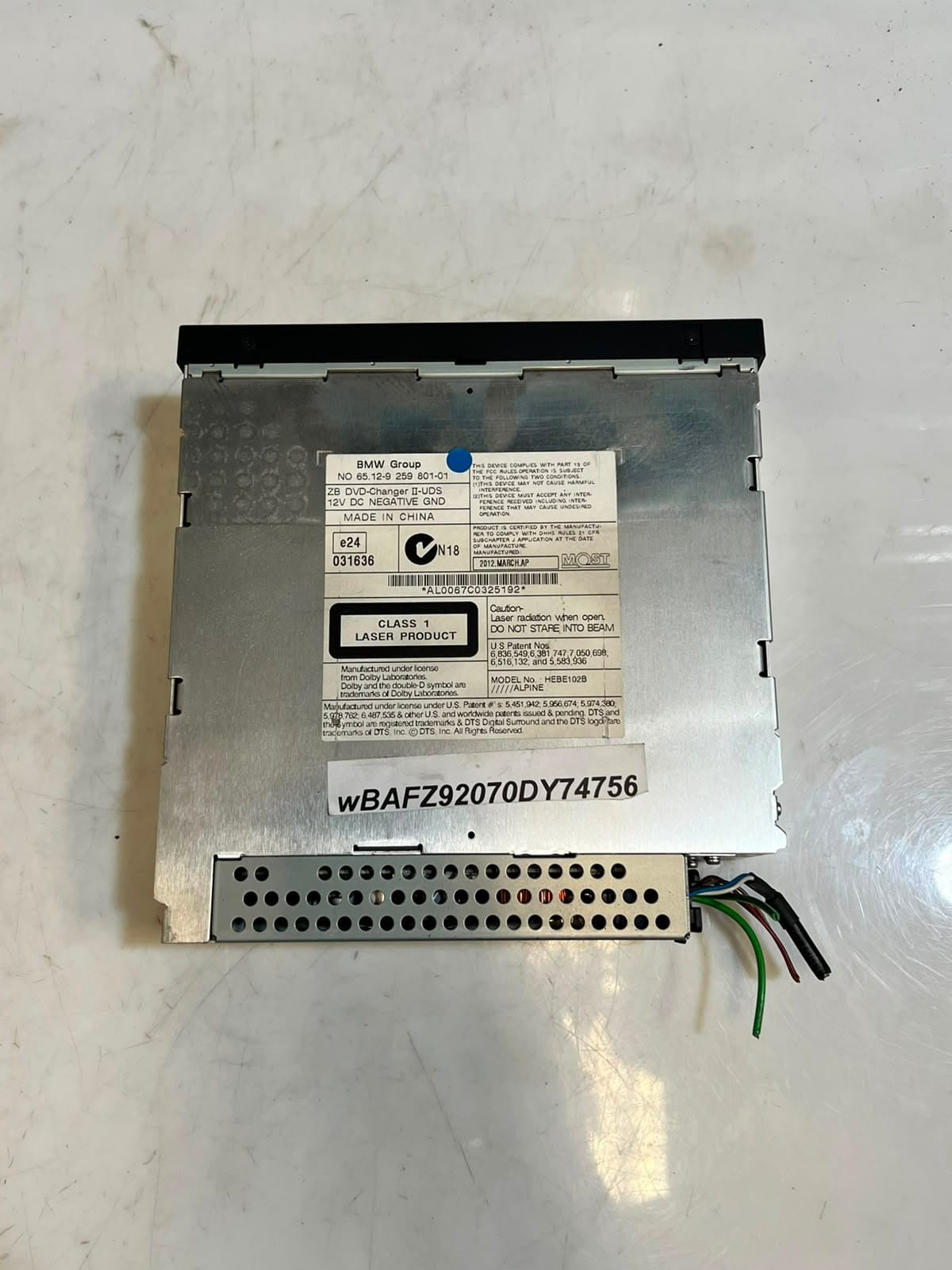 2012 BMW 1 3 5 6 7 Series, X3 F10 HYBRID5 N55 Dvd Changer 9259801 OEM RHD
