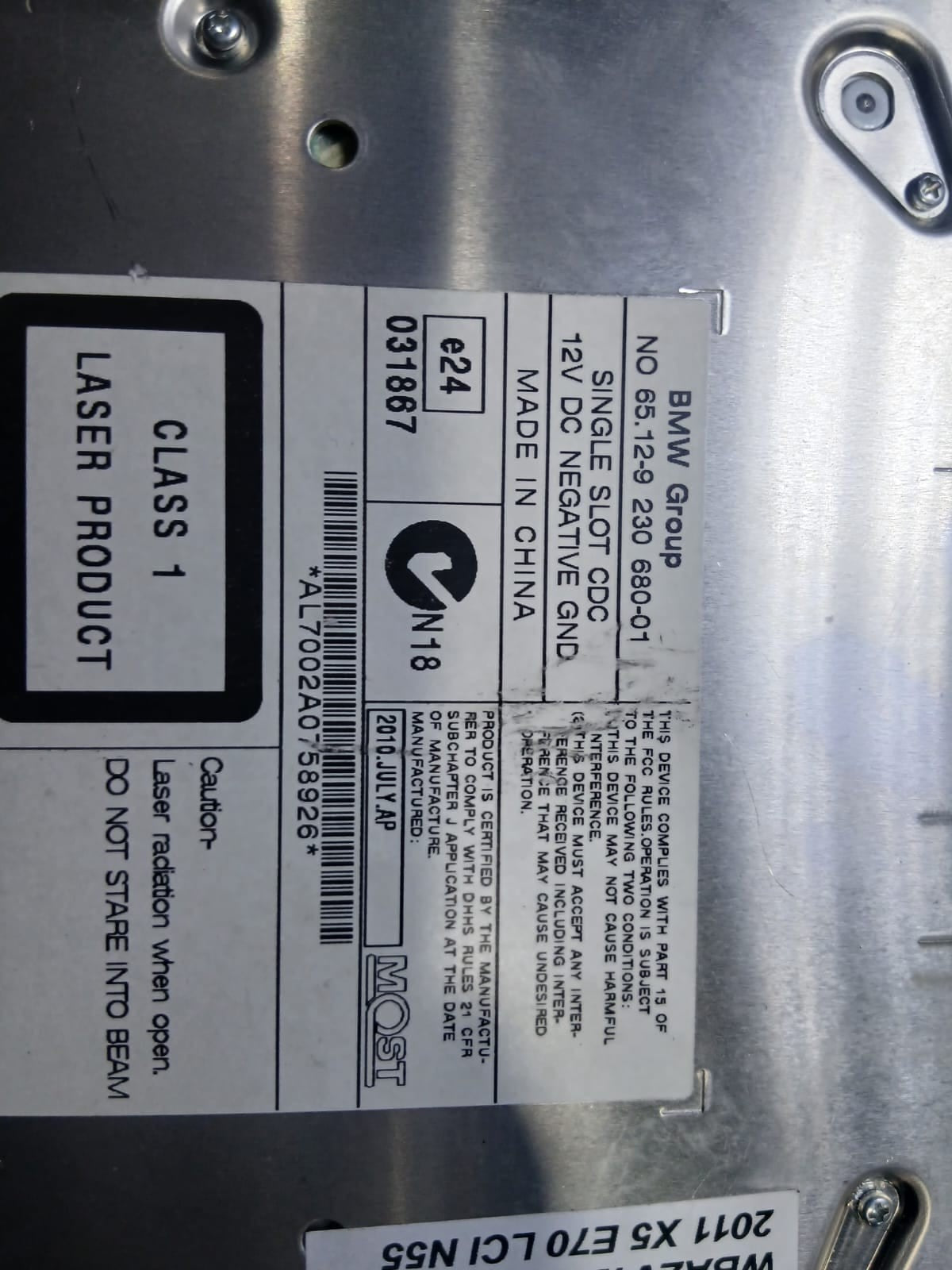 2007-2013 BMW X5 E70 X6 E71 3.0d DISC CD Changer 9230680 OEM