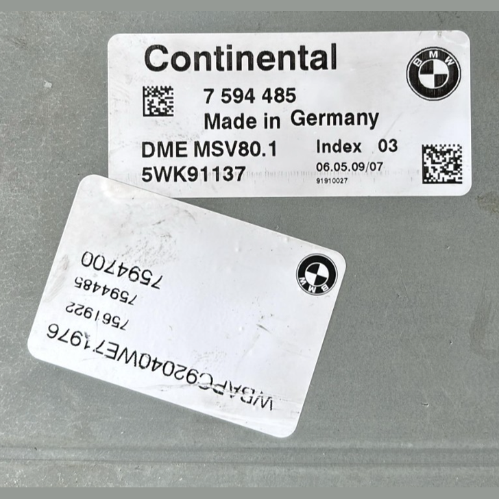 BMW E92 328XI AWD N51 MSV80.1 ECU DME CAS SCHLÜSSELEINHEIT SET OEM 7594485