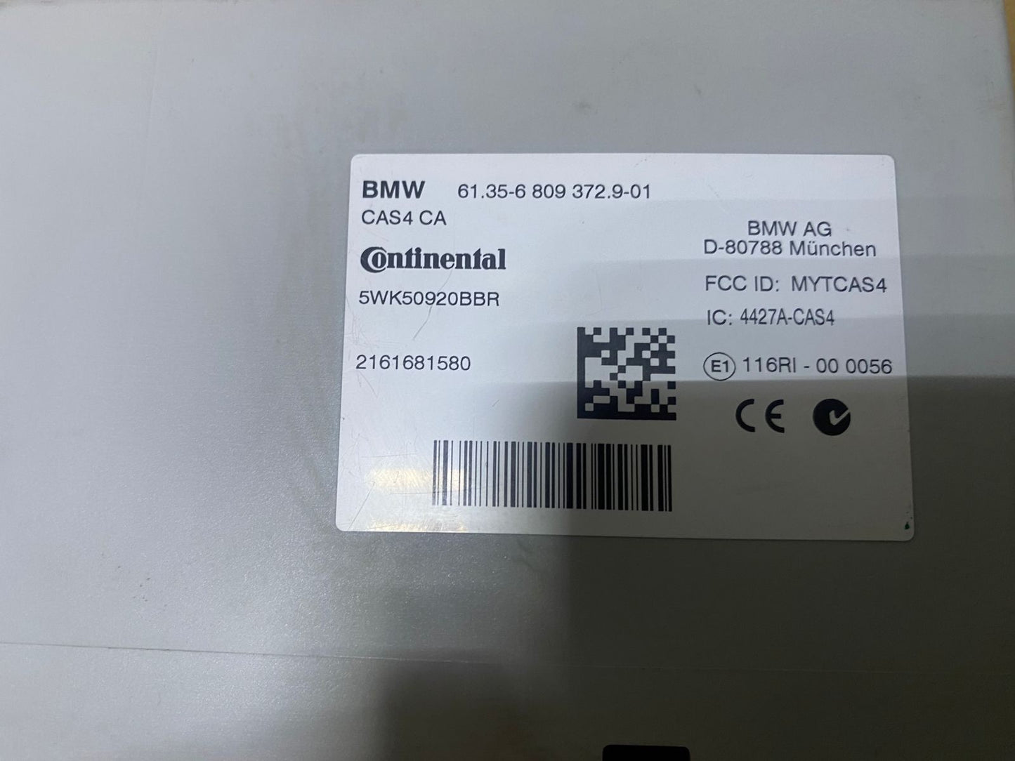 2012 BMW 535i Control Module 6809372 5 Series F10 and X3 F-Series CAS 4