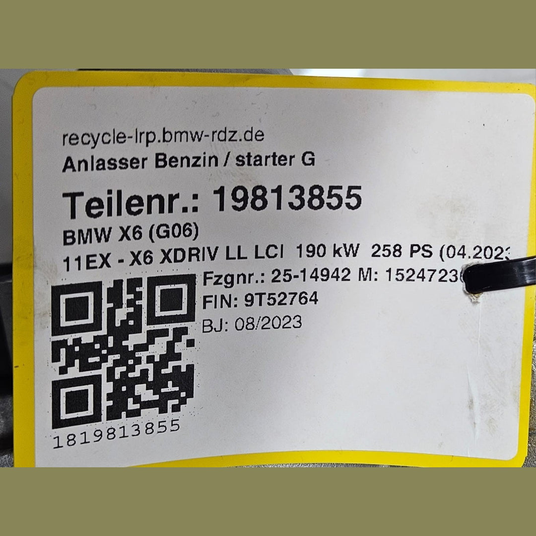OEM BMW B48B20S 2023 TO 2025 X6 G06 ENGINE MOTOR STARTER MOTOR 9454628 20km