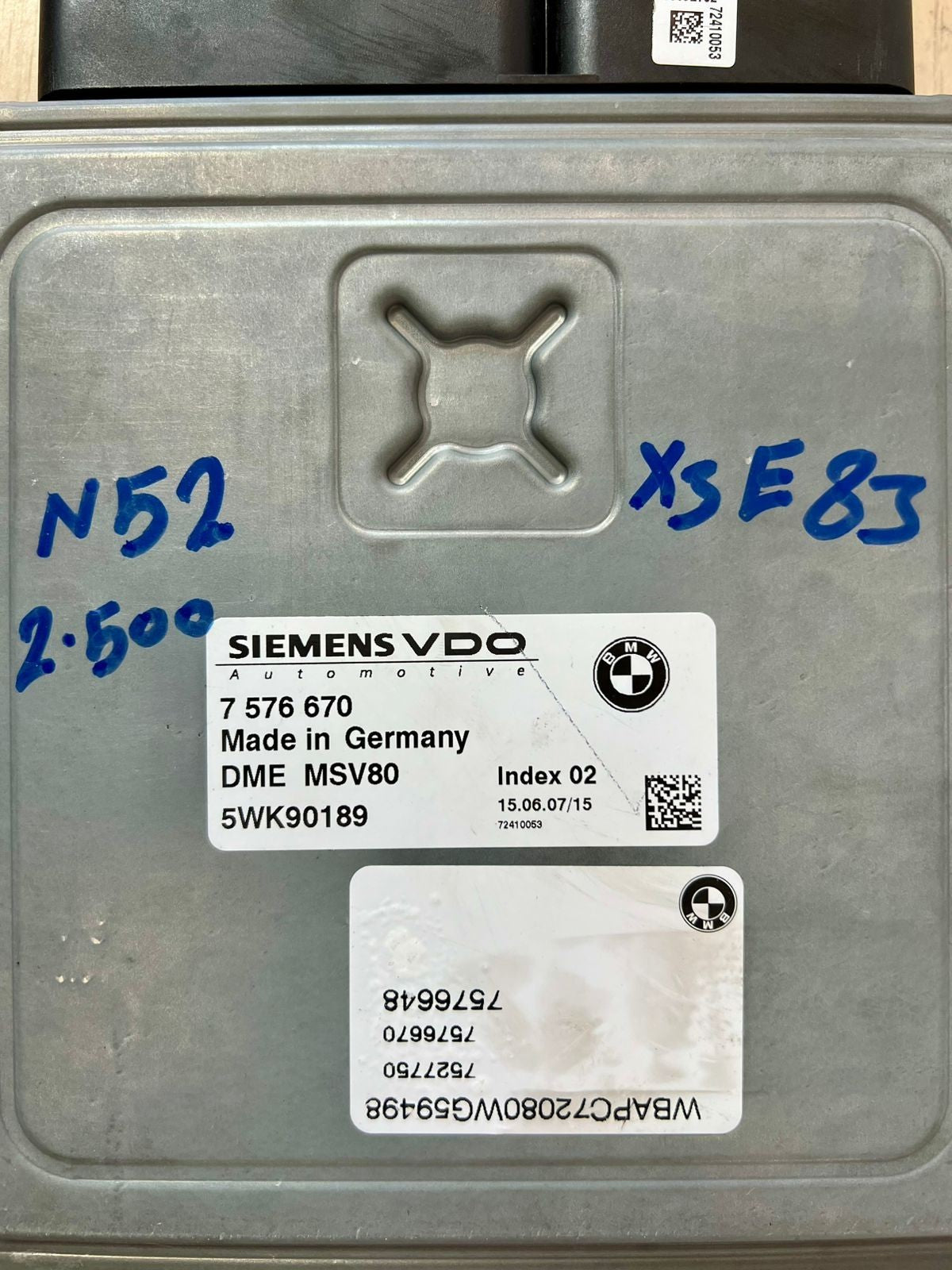 07-10 BMW E83 X3 3.0 3.2 L N52 ENGINE SET DME MSV80.1 EWS4.4 KEY 7576670