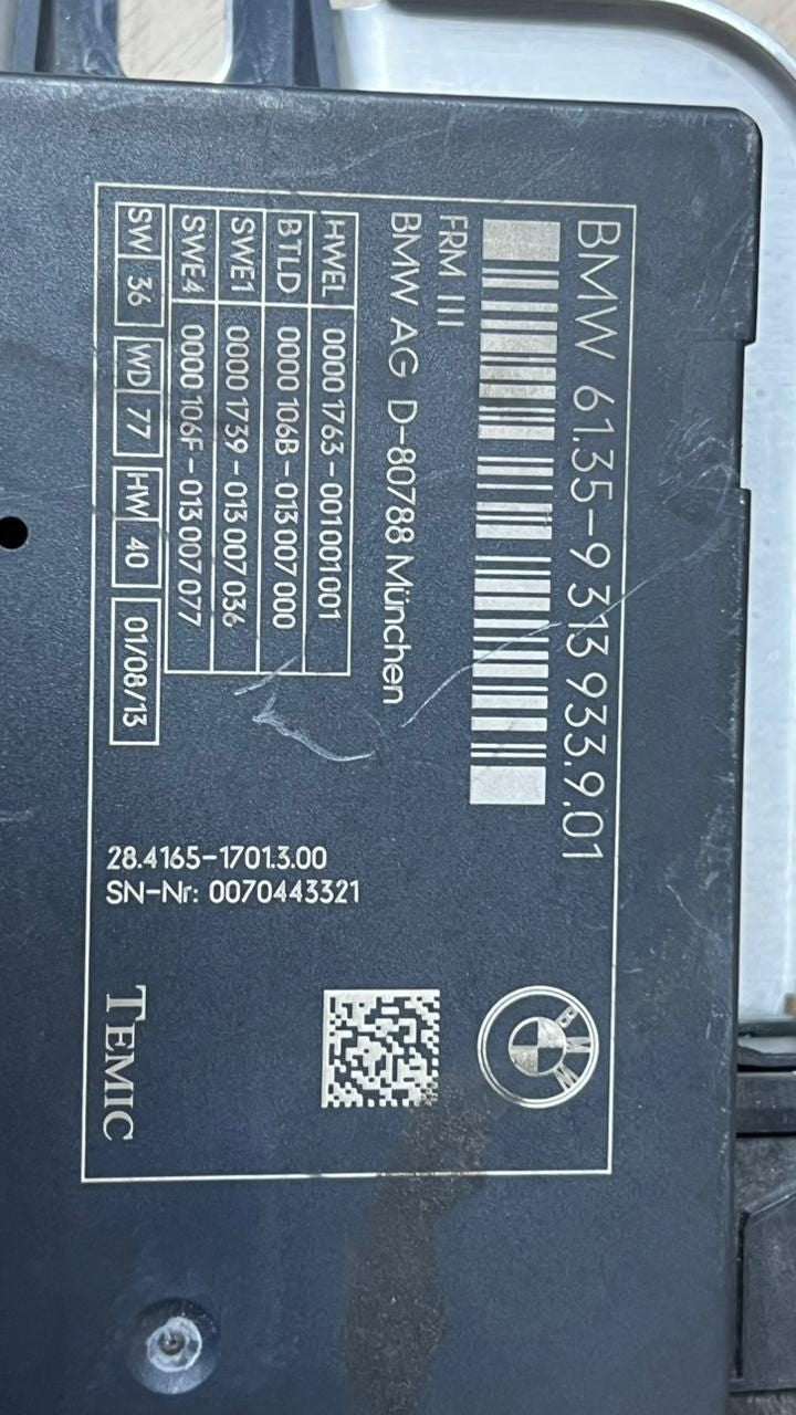 BMW 2013-2017 650i Gran Coupe Footwell Light Control Module 9313933 FRM3 2013