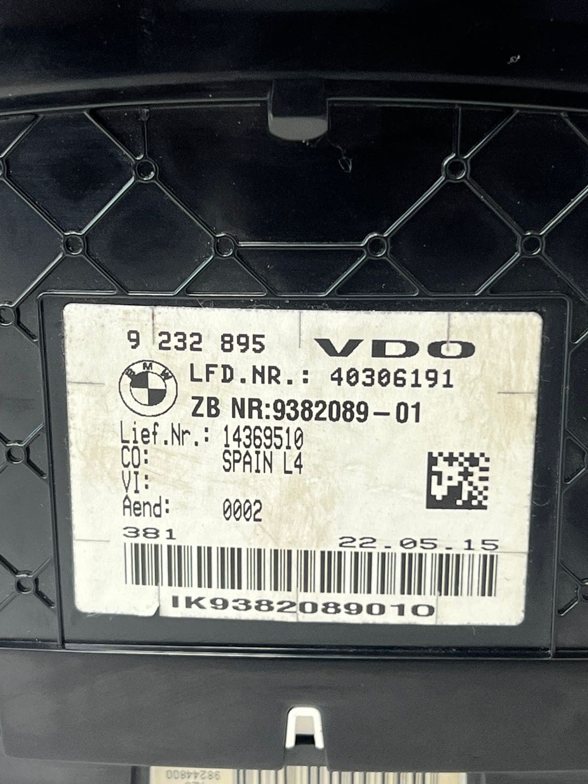 2014-2018 BMW F30 F31 F32 F33 F34 GT F36 3' 6WA HUD Instrument Cluster 9382089