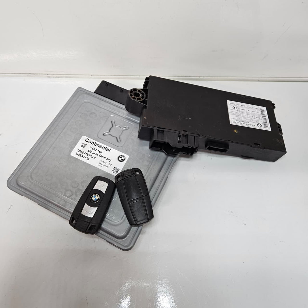 7587164-2007-2008 BMW 328i N52 Engine Control Module MSV80 Siemens DME Key Set