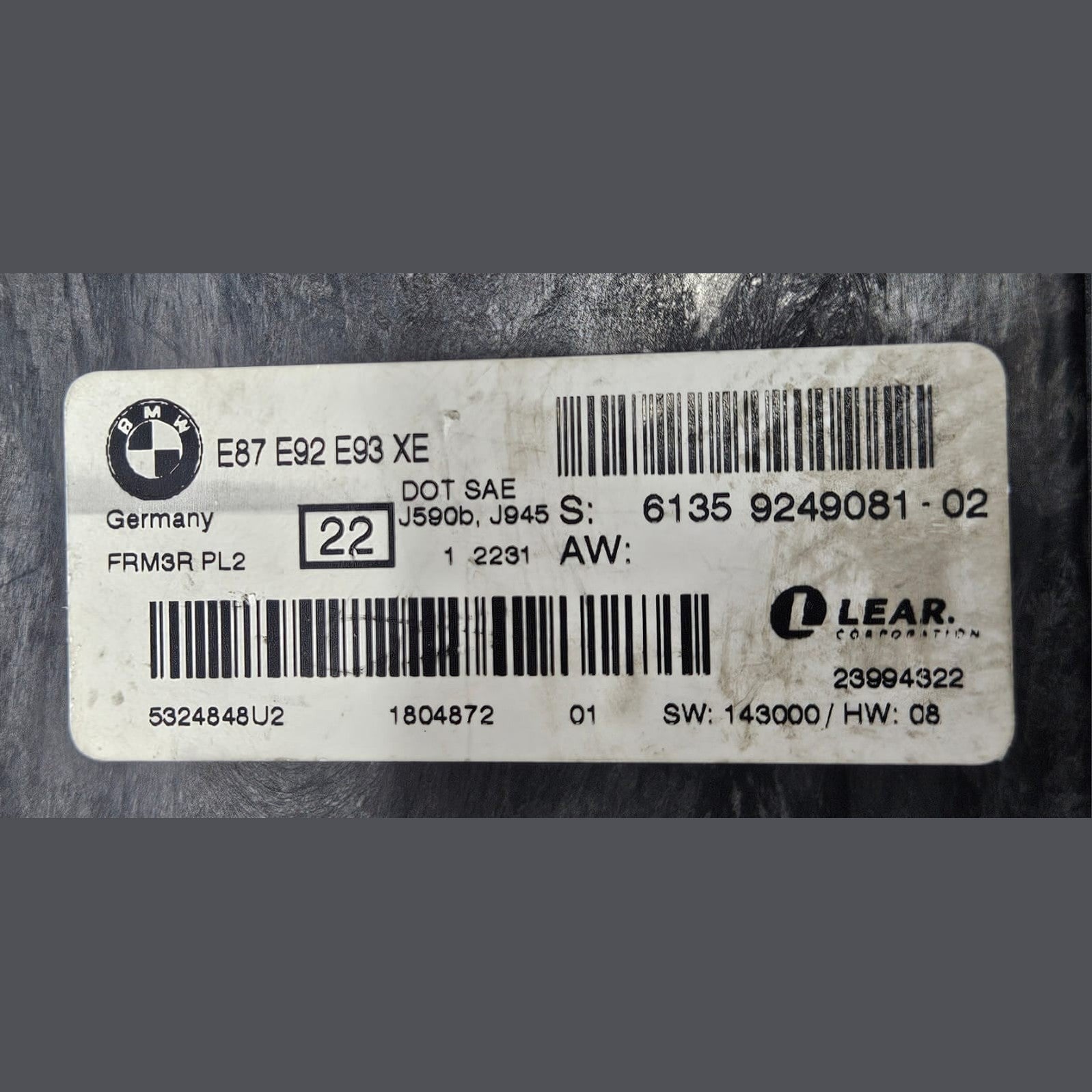 BMW E87 E92 E93 Footwell Light Control Module FRM3R PL2 9249081 OEM