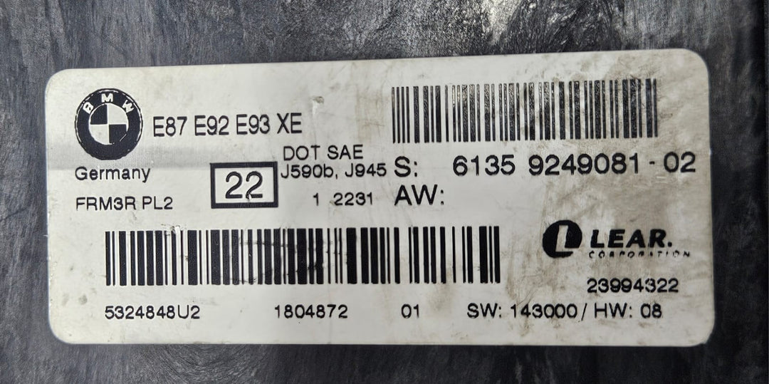 BMW E87 E92 E93 Footwell Light Control Module FRM3R PL2 9249081 OEM