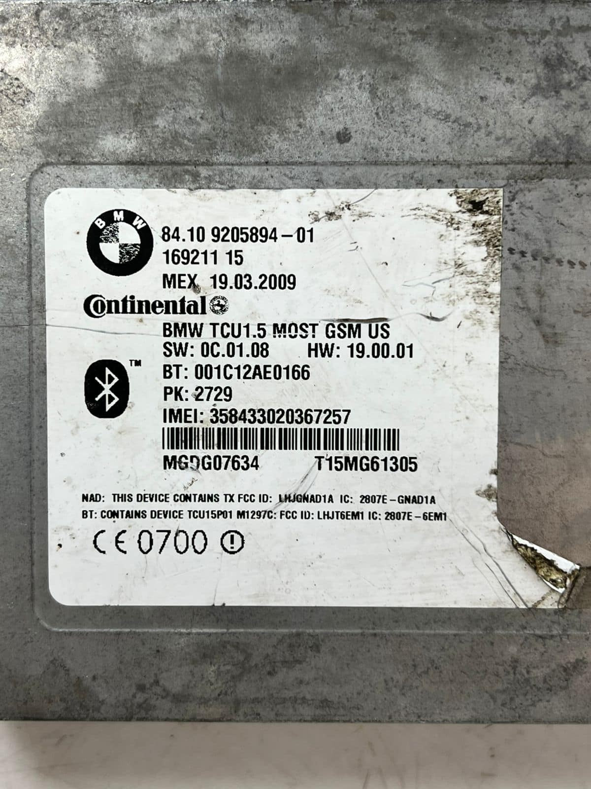 2009-16 BMW X5 135i 335d 528i 5 Bluetooth Telematics Control Module 9205894 OEM