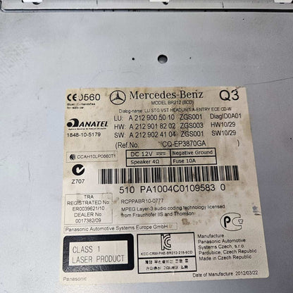 Mercedes-Benz Audio Cd Player Head Unit A2129005010
