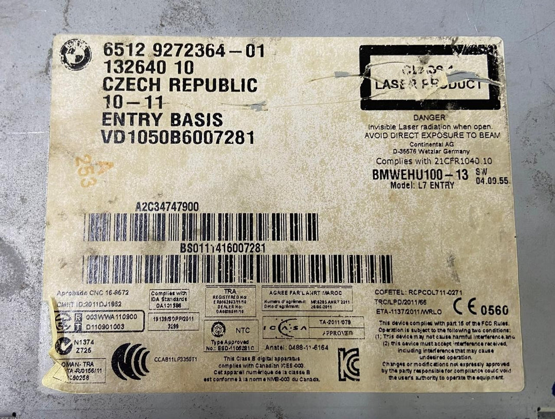 OEM BMW F22 F30 F32 F31 RADIO PROFESSIONAL MEDIA CD PLAYER HEAD UNIT 9272364