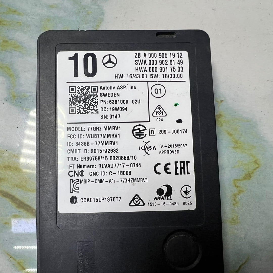 Mercedes-Benz S-Class Radar Sensor A0009051912 W177, C217, W222, C238 