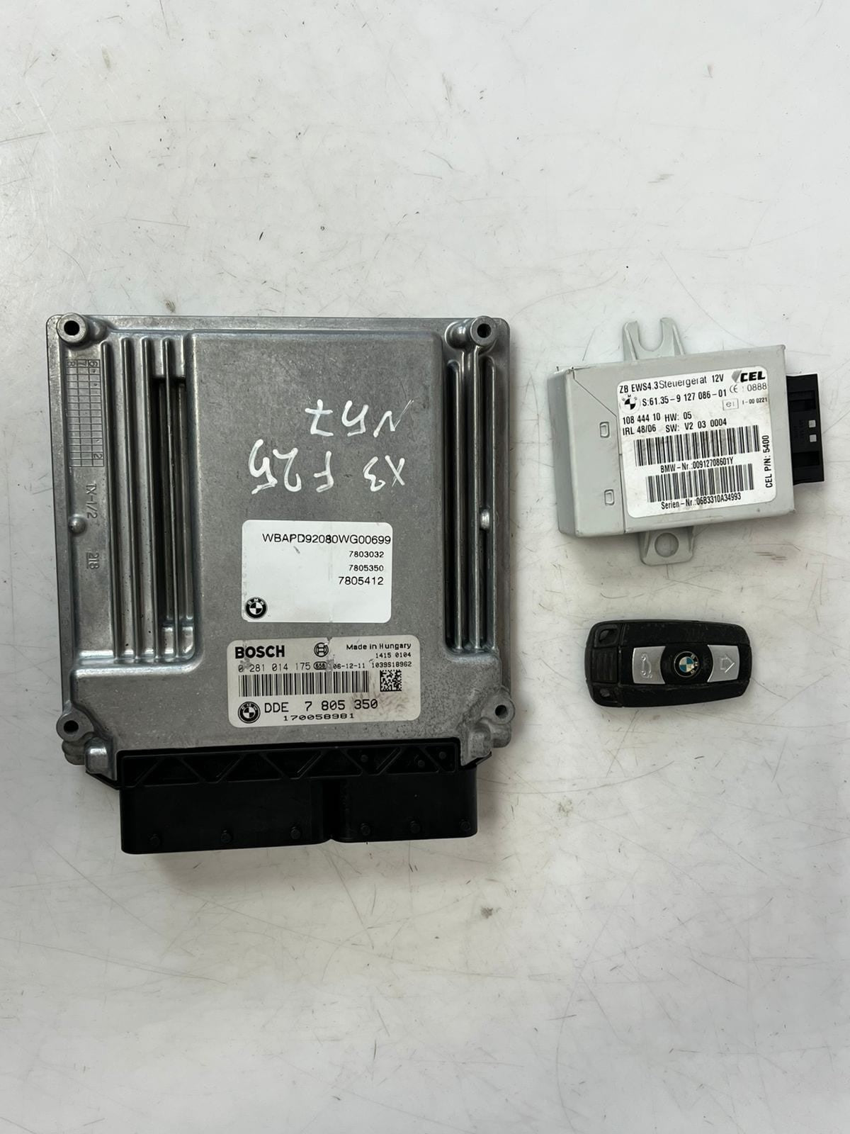 2007-2008 BMW X3 F25 N57 Engine Control Unit ECU SET DDE+EWS+1KEY 7805350 