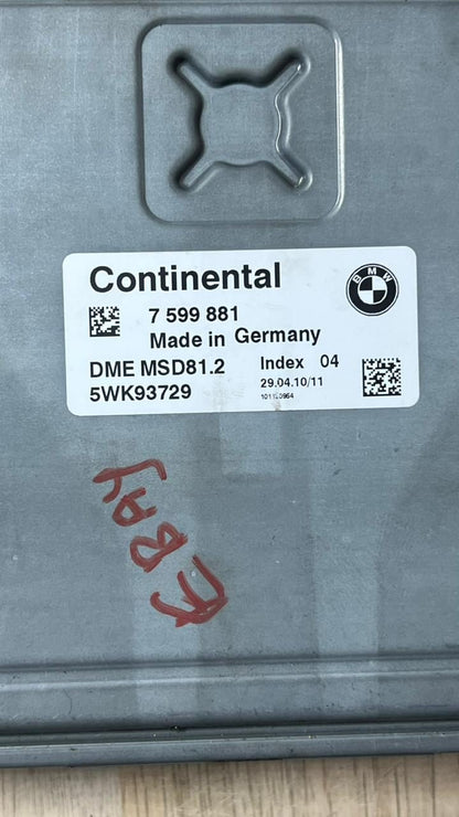 BMW 3, 5 SERIES 5WK93729 MSD81.2 Engine Control Unit 7599881 ECU