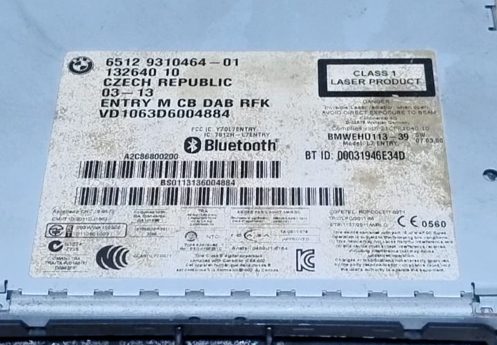 BMW F20 F21 F30 F31 1 3 SERIES SAT NAV RADIO HEADUNIT -9310464