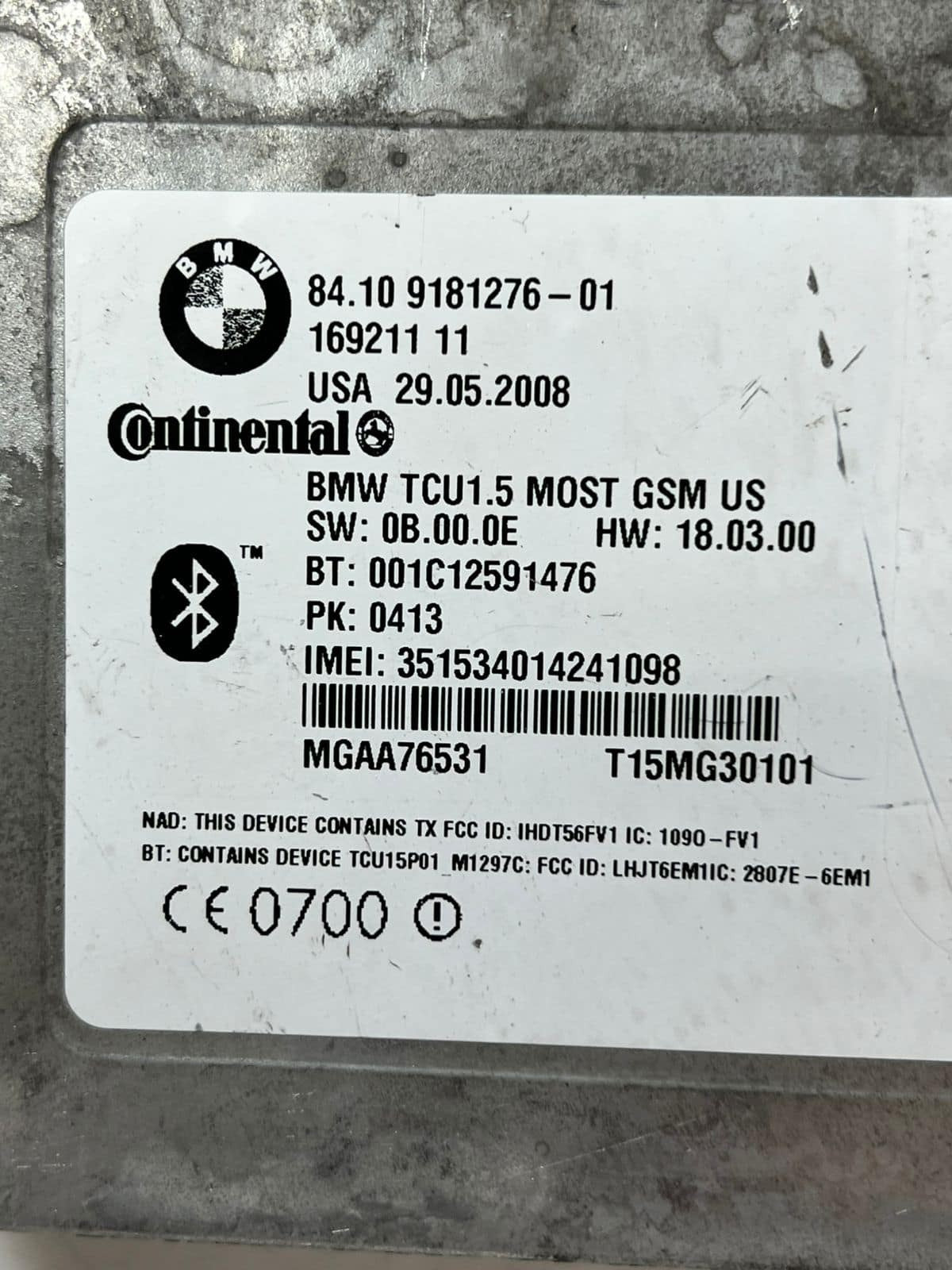 2008-16 BMW 328i E90 E92 E82 E88 Telematics Bluetooth Control Module 9181276 OEM