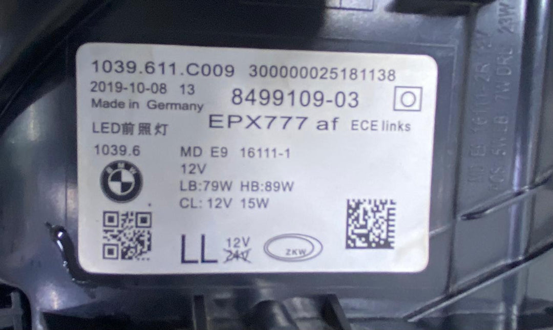 OEM BMW 5 SER G30 G31 LED ADAPTIVE HEADLIGHT LEFT SIDE 8499109 LHD ECE NO MODULE