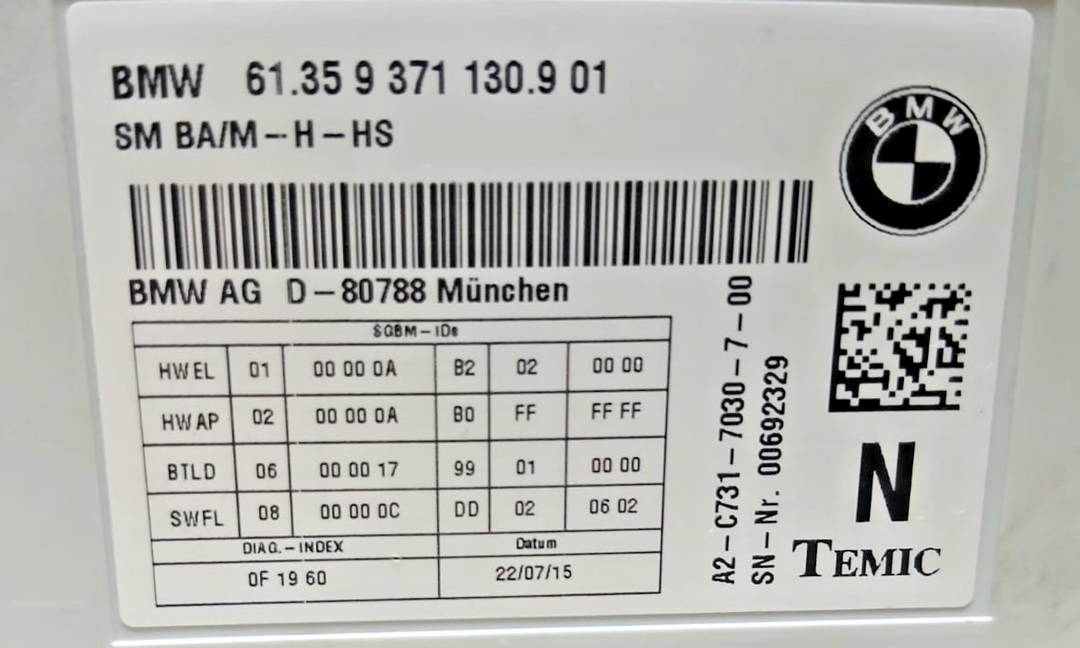 BMW F15 X5 F48 X1 Front Left Hand Driver Side Seat Module  9371130