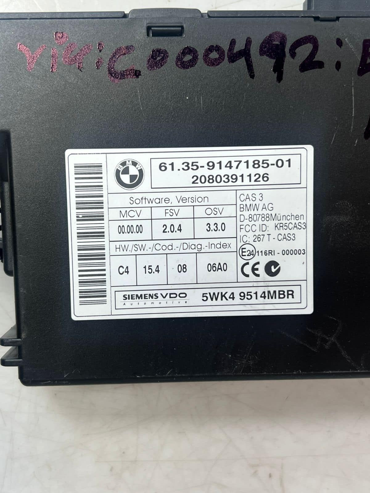 2008 BMW 530D E60 LCI M57N Engine Control Unit ECU SET DDE+CAS3 7809944 OEM