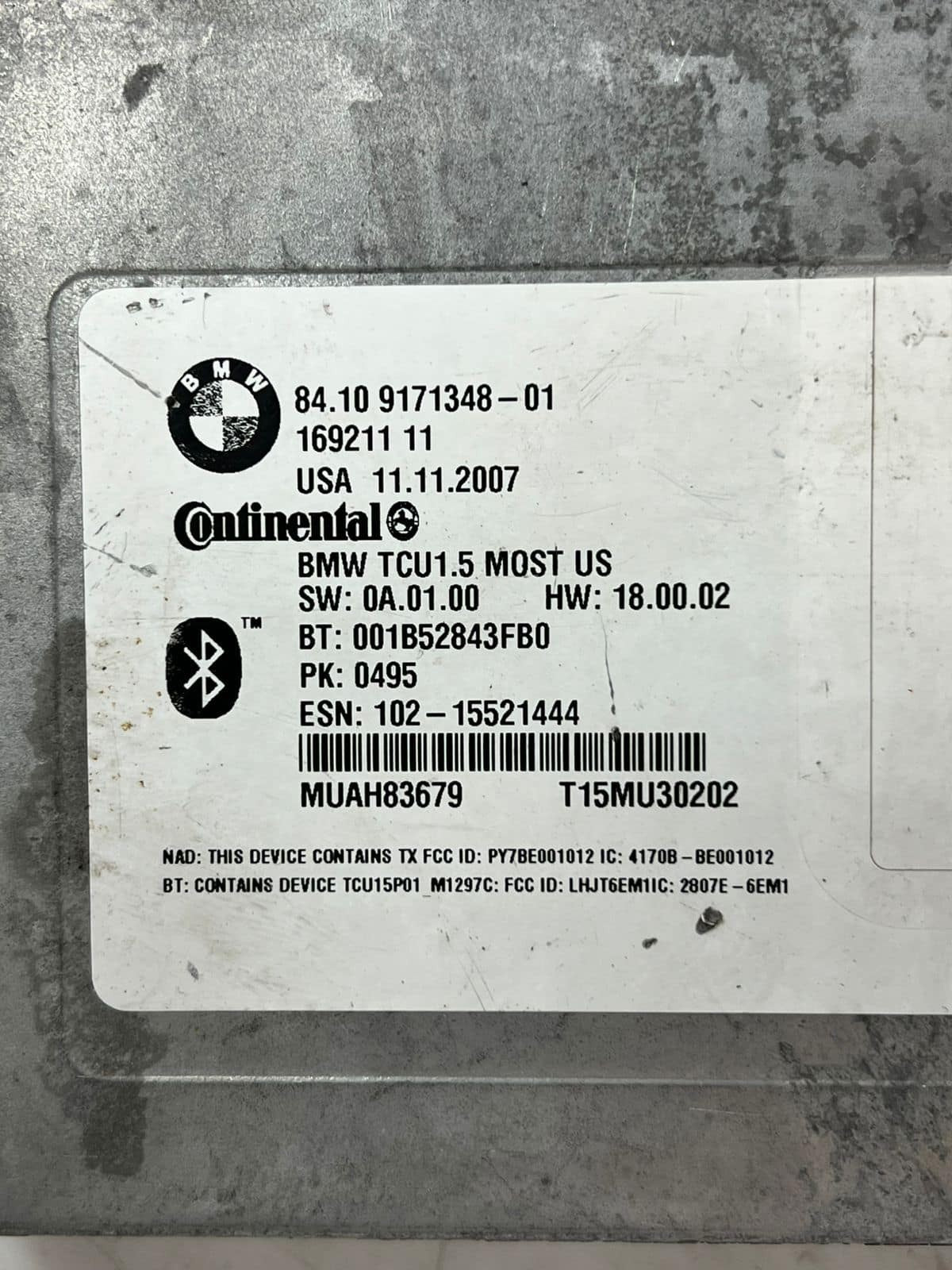 2007-2011 BMW 328i E90, E92 M3 Bluetooth Telematics Control Module 9171348 OEM