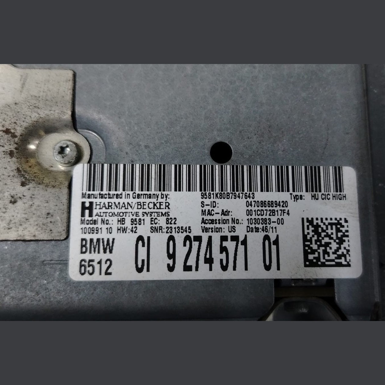 OEM BMW F02 F01 F10 F12 F13 RADIO NAVIGATION CD PLAYER HEADUNIT OEM 9274571