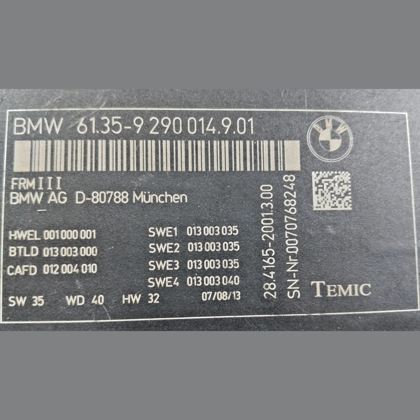 BMW X3 F25 2013 Light Module Control Footwell ECU Unit FRM3 9290014
