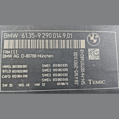 BMW X3 F25 2013 Light Module Control Footwell ECU Unit FRM3 9290014