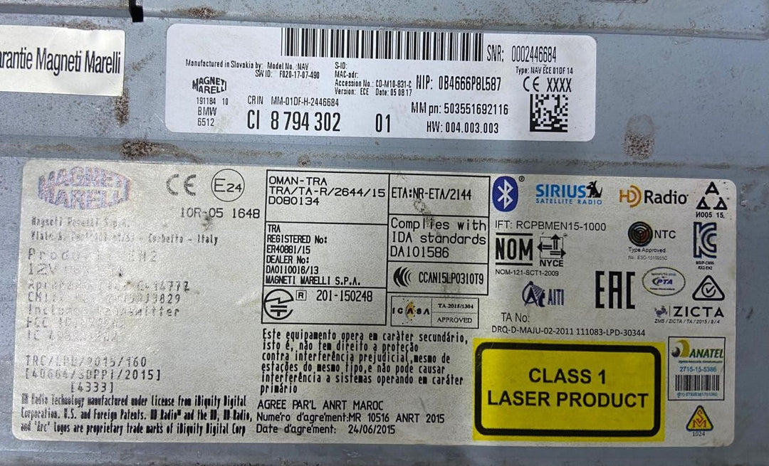 OEM BMW 3 F30 5 F10 X1 F48 RADIO AUDIO Basic NAVIGATION HEAD UNIT 8794302