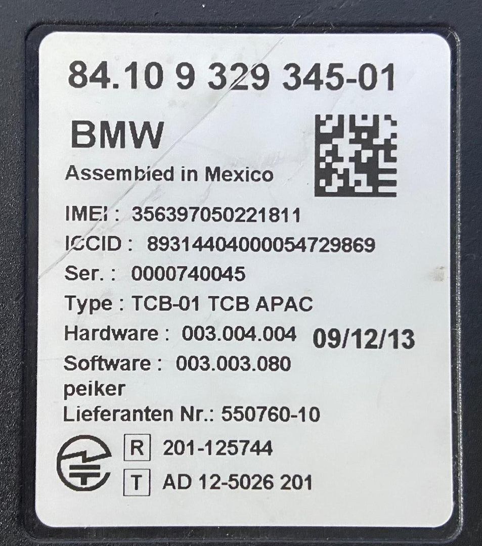OEM BMW 1 3 SERIES F02 F20 F21 BLUTOOTH CONTROL MODULE ECU 9329345