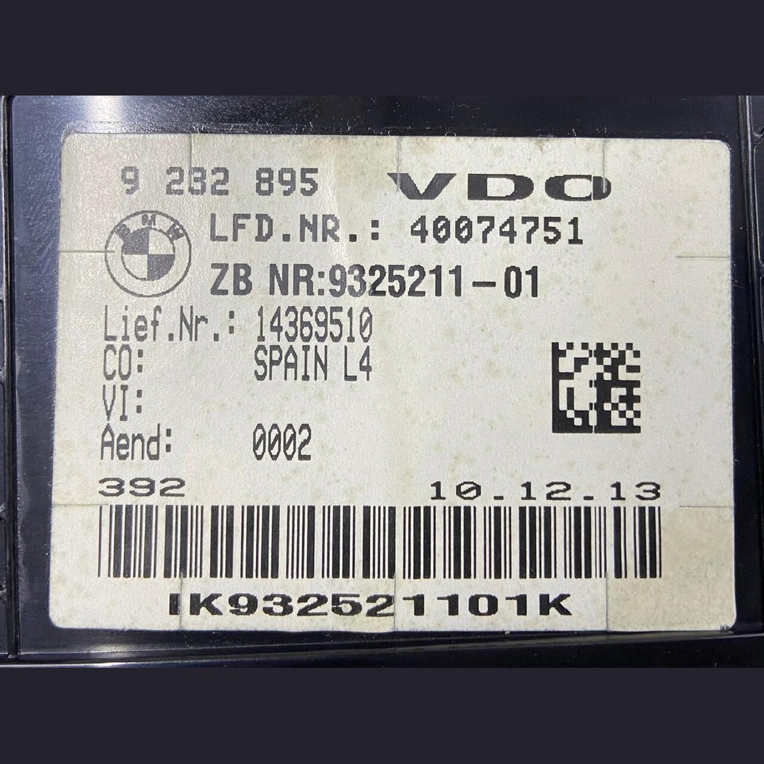 OEM BMW F30 F31 F32 F33 Speedometer Control Cluster Instrumental Cluster 9325211