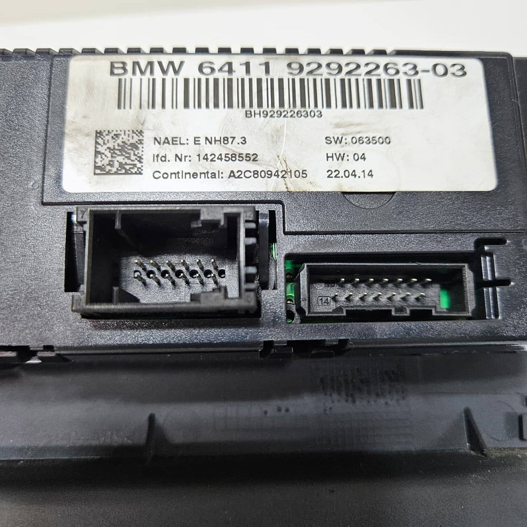 2013-2015 BMW 1 3 Series E81 E87 E90 X1 E84 Climate Control Panel 9292263