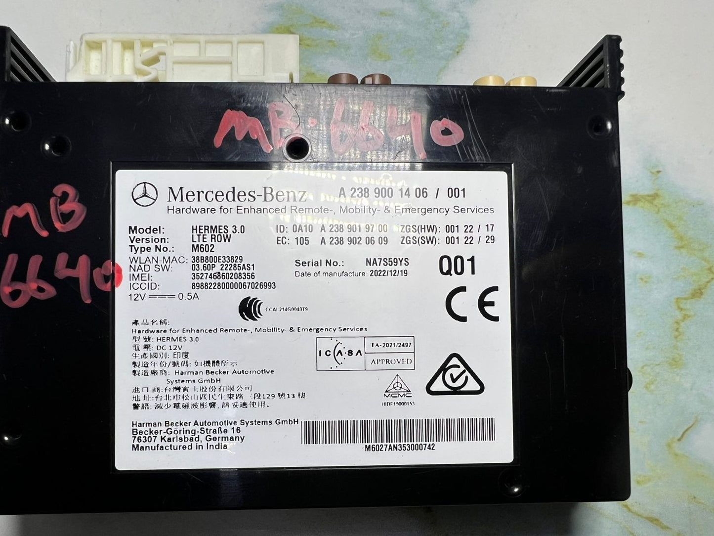 Mercedes-Benz W238 E-Class Communication Control Module Unit A238 9001406 OEM