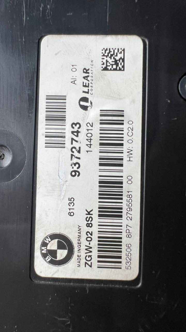 2012-16 BMW M5 Central Gateway Module 9372743 F10 F11 