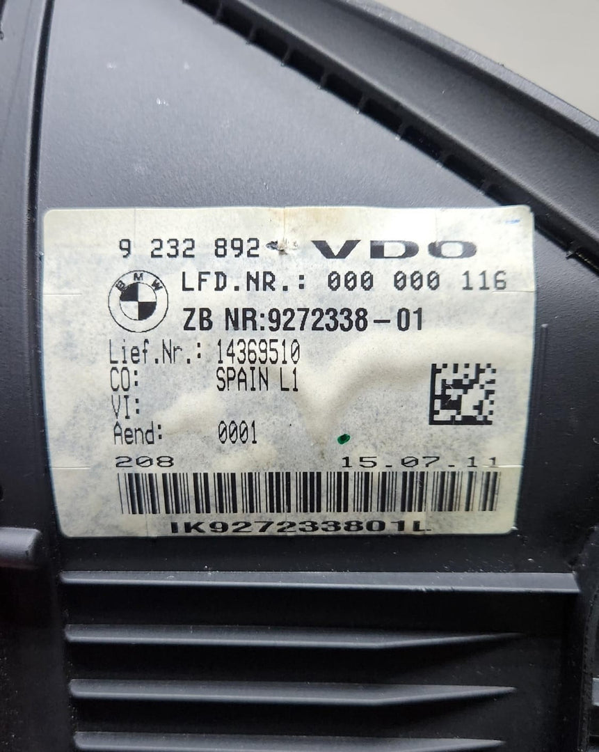 9272338 BMW Instrument Cluster F20 F23 116I 120I 2010-2014