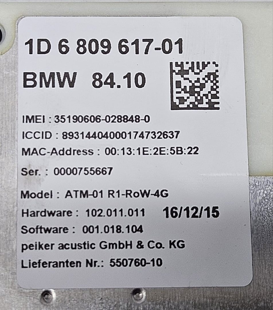BMW G11 G12 ANTENNA MODULE UNIT 6809617 OEM