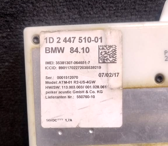 2017-2022 BMW F30 G20 F36 G30 Telematics Control Unit Module 2447510 OEM A1