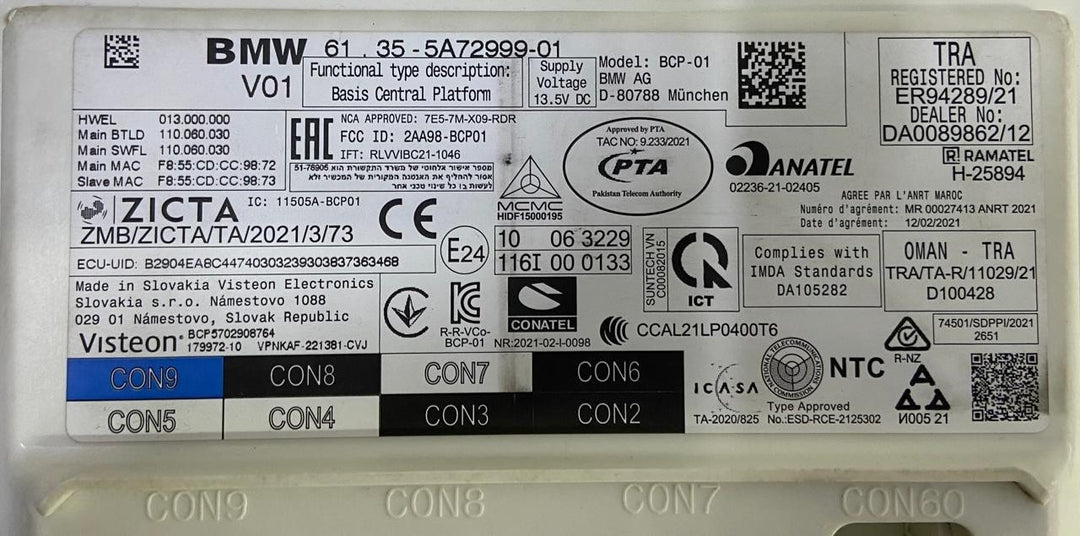 OEM BMW i20 BDC Basic Computing Platform 5A72999 Brand New ANATEL