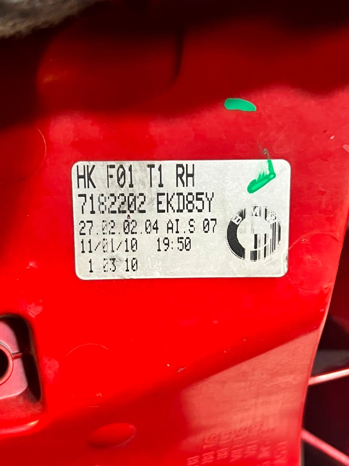 2009-2012 BMW 7 Series F01 F02 750i N63 Right SIDE Tail Light 7182202 LHD OEM