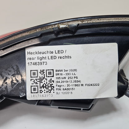 2020 BMW 3 Series G20 G21 320i Rear Taillight Right Side Outer 7495084