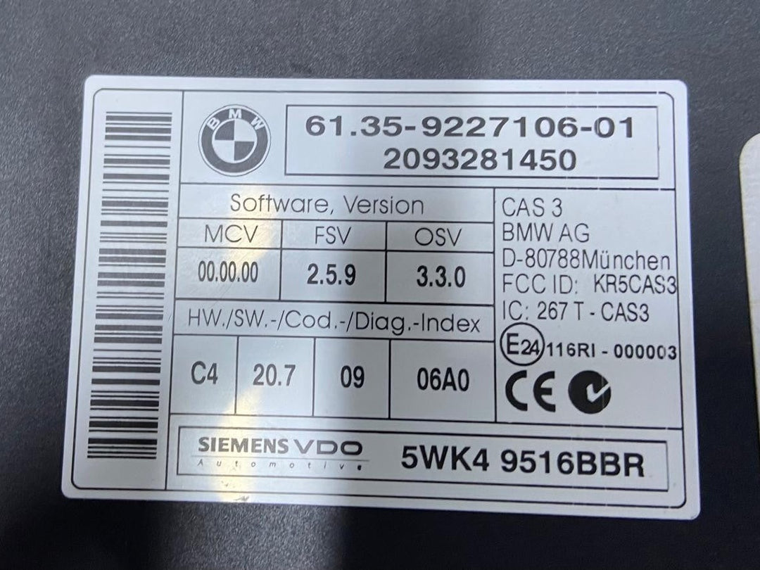 OEM BMW E90 E91 E92 X5 E70 M57 Engine Control Unit ECU DDE Kit CAS3+Key 8509036