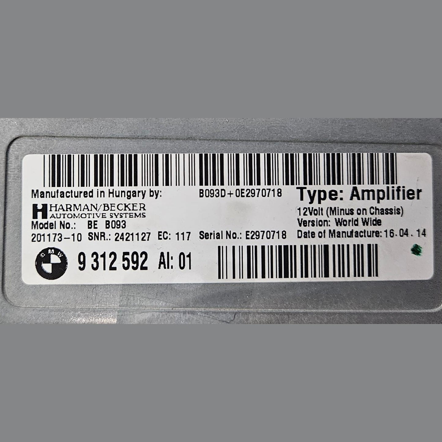 OEM BMW F10 F01 F06 F13 F12 F04 HARMAN BECKER Audio Amplifier BE B093 9312592