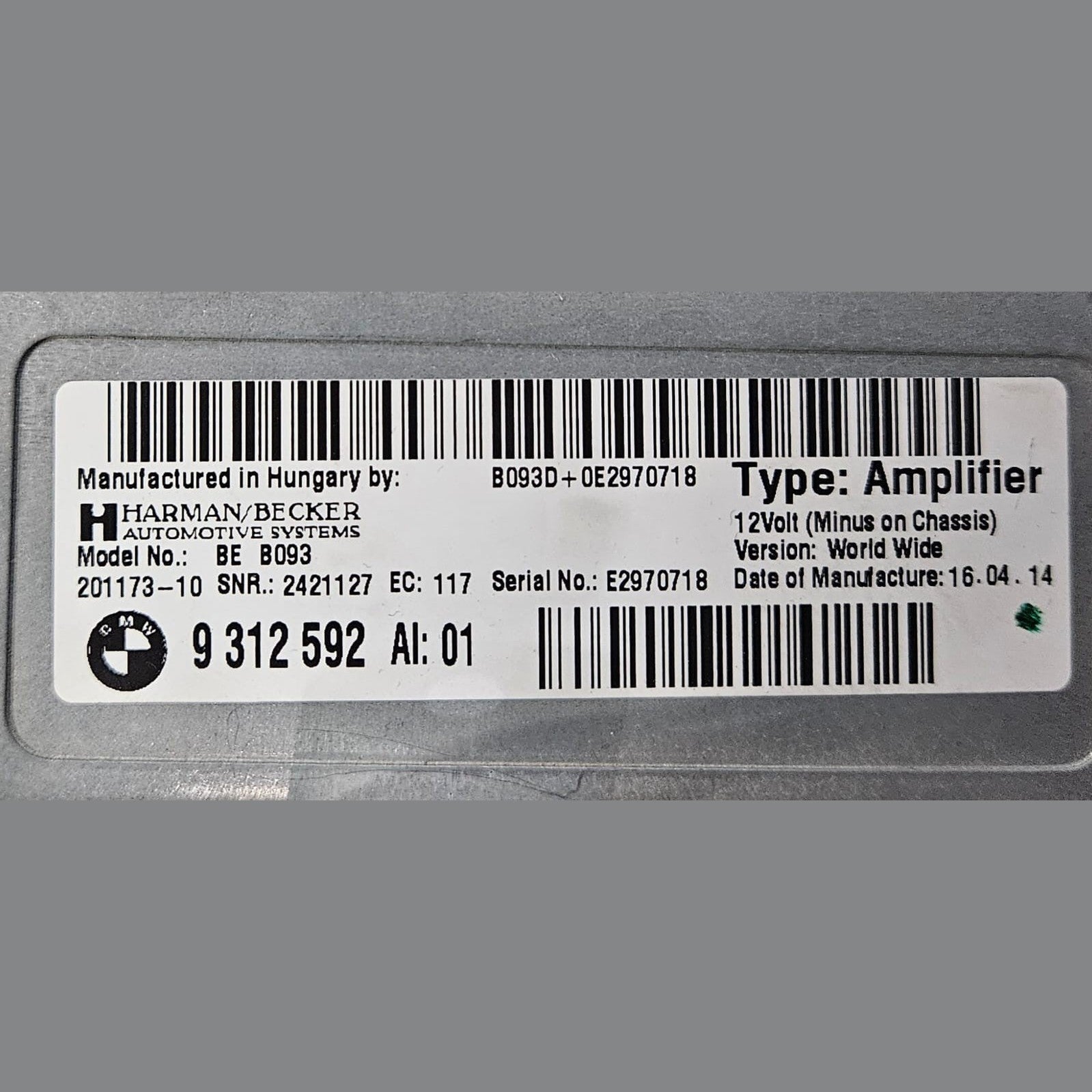 OEM BMW F10 F01 F06 F13 F12 F04 HARMAN BECKER Audio Amplifier BE B093 9312592
