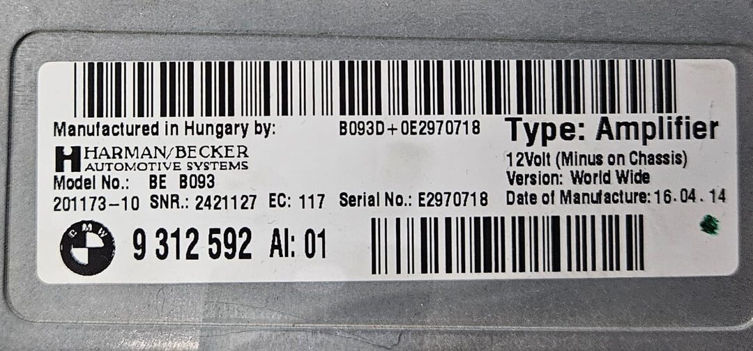 OEM BMW F10 F01 F06 F13 F12 F04 HARMAN BECKER Audio Amplifier BE B093 9312592