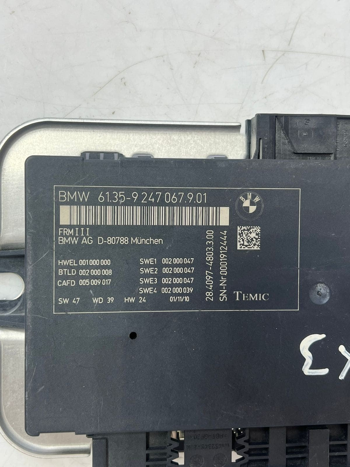2011 BMW F01 F02 F06 F07 F10 F12 F13 F25 X3 Footwell Module Control Unit 9247067