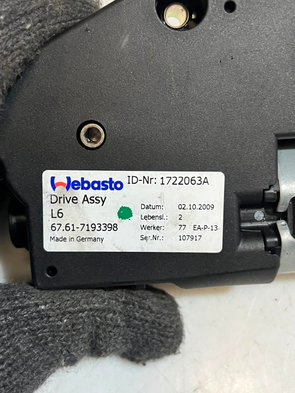 2011 BMW 328i 535i 530i 540i F01 F02 F02 F10 F18 F26 Sunroof Motor 7193398