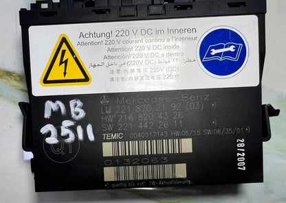 2007-2013 Mercedes-Benz S-Class W221 S550 Seat Control Module A221 8702192 OEM