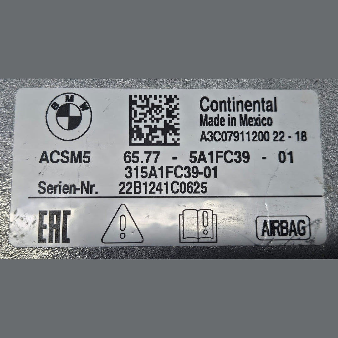 BMW X3 G01 RESTRAINT DIAGNOSTIC COMPUTER MODULE SRS UNIT OEM 5A1FC39